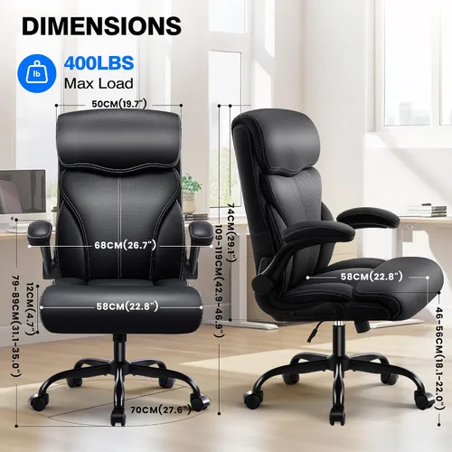 Vista 2 de AreShark Silla de oficina – Silla ejecutiva de escritorio cómoda transpirable con respaldo alto y soporte lumbar, silla ergonómica de cuero