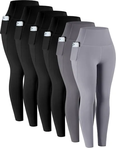 Vista 19 de LZYVOO - Leggings con bolsillos para mujer, 6 paquetes, pantalones de yoga de cintura alta suaves con control de abdomen para entrenamiento