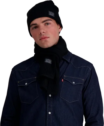 Vista 7 de Levi's Conjunto clásico de gorro y bufanda de punto cálido para hombre