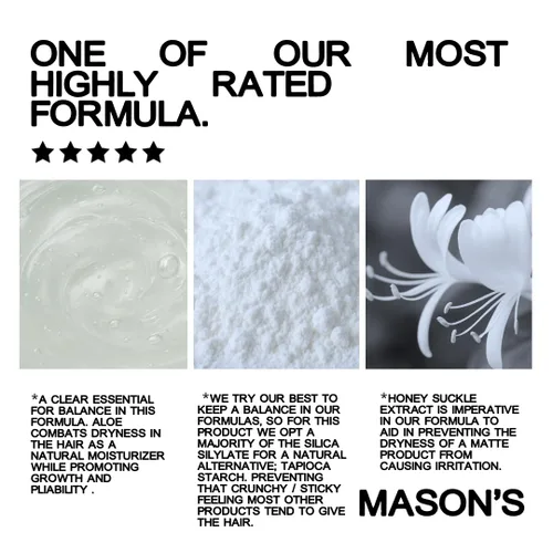 Vista 5 de Mason's - Polvo de textura para hombres – Polvo de peinado ligero de fijación fuerte para volumen y acabado mate – No pegajoso, aroma cítrico