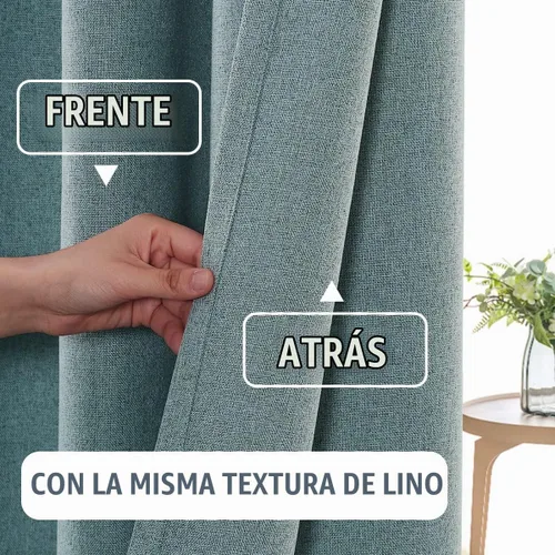 Vista 6 de H.VERSAILTEX Cortinas de lino 100% opacas, cortinas térmicas para sala de estar, cortinas de arpillera con doble cara de lino con ojales, cortinas