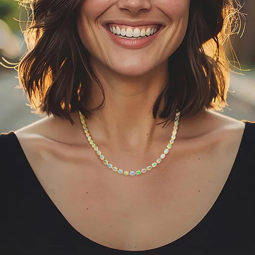Vista 15 de Ross-Simons Gemstone Tennis Necklace in Sterling Silver