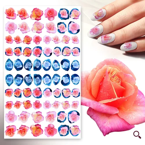 Vista 6 de Pegatinas para uñas (5 hojas) FLONZNAIL Cherry Sakura Real Photo Flowers Garden Vintage Style Ocho
