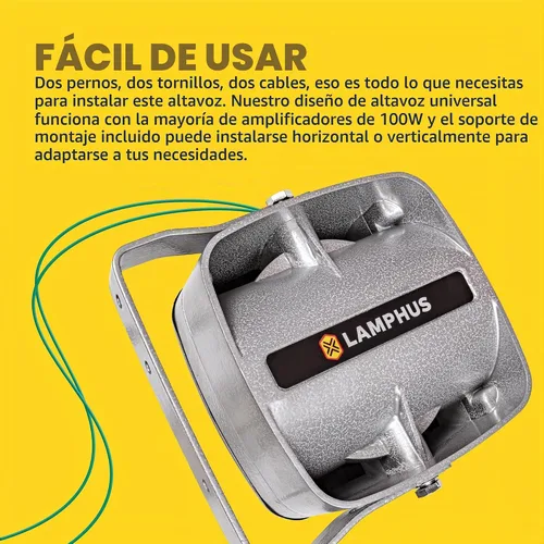 Vista 5 de SoundAlert - Altavoz compacto de sirena de 100 W [120-130 dB] [IP66 resistente al agua] [universalmente compatible] Altavoz de bocina de aire