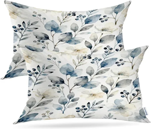 Vista 37 de Batmerry Fundas de almohada decorativas con estampado digital de hojas verdes y gatos negros con estampado digital para sofá, cama, cremallera