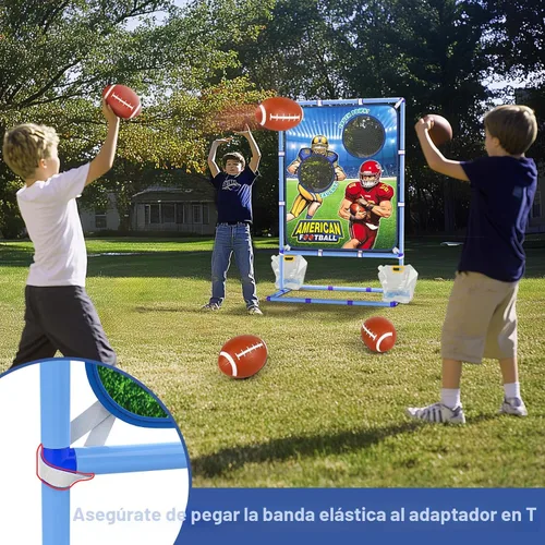 Vista 2 de Polkoliye Juego de lanzamiento de fútbol con 4 bolas inflables, juguete de tiro de fútbol para interiores y exteriores, para niños de 4 a 7 años, 8