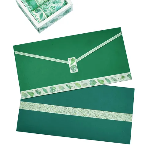 Vista 3 de Cinta Washi verde de 8 rollos