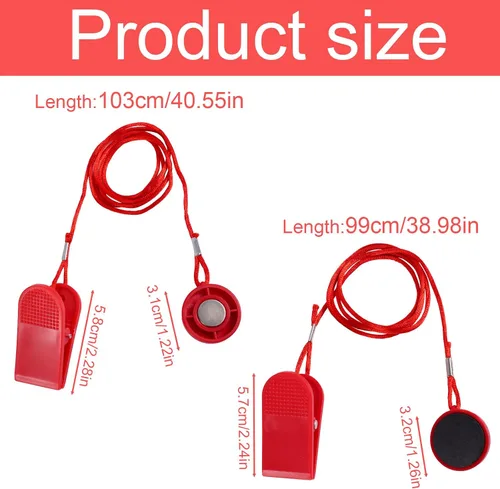 Vista 2 de lasuroa 2pcs Treadmill Magnet Safety Keys, 2 Styles Treadmill Magnetic Key Replacement Round Universal Running Machine Emergency Stop Safety Switch