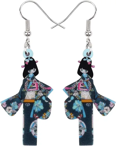 Vista 7 de DUOWEI Aretes de acrílico estilo japonés con diseño de anime para muñeca, colgantes, joyería para mujer