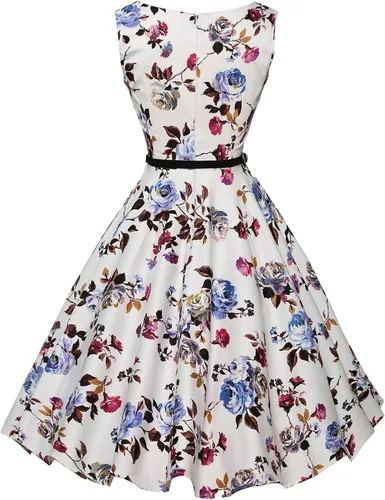 Vista 2 de GRACE KARIN - Vestido vintage sin mangas con escote barco y cinturón para tardes de té