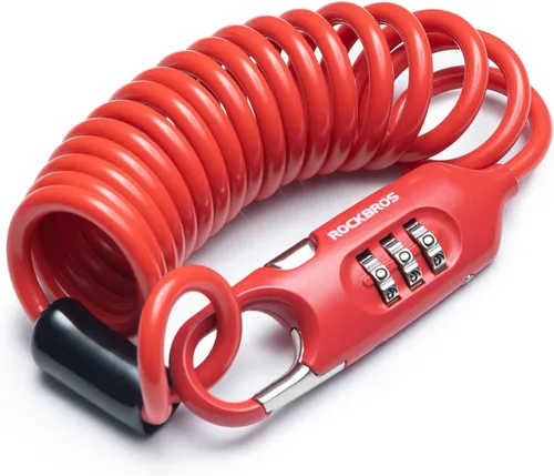Vista 8 de ROCKBROS Cerradura de combinación de cable de bloqueo de bicicleta 6FT antirrobo para casco de bicicleta