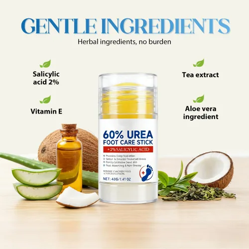 Vista 5 de Crema para pies 60% urea, hidratante profunda, antigrietas para pieles secas, duras y ásperas, fórmula mejorada repara, suaviza, suaviza, crema