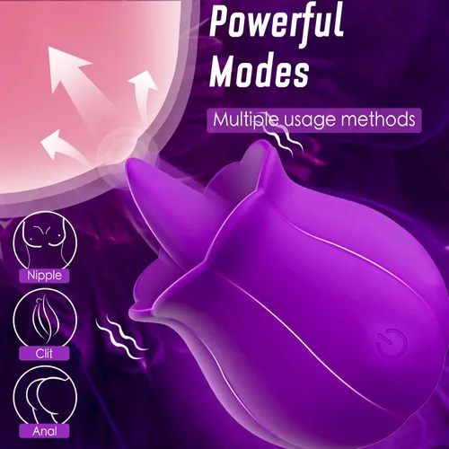 Vista 3 de Juguete de lengua rosa – Vibrador estimulador de clítoris con lamer y vibración, vibrador de lengua para mujeres, juguete sexual para placer
