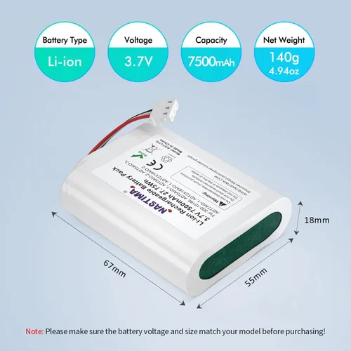 Vista 3 de NASTIMA Batería de repuesto 3.6V/4.2V 300-10186 compatible con panel de seguridad inteligente ADT Command 3.6V 7500mAh 27Wh