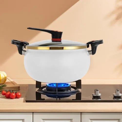 Vista 3 de Olla de cocina, 8L/8.45 cuartos de galón, multifunción, olla antiadherente de gran capacidad con tapa transparente, olla redonda universal