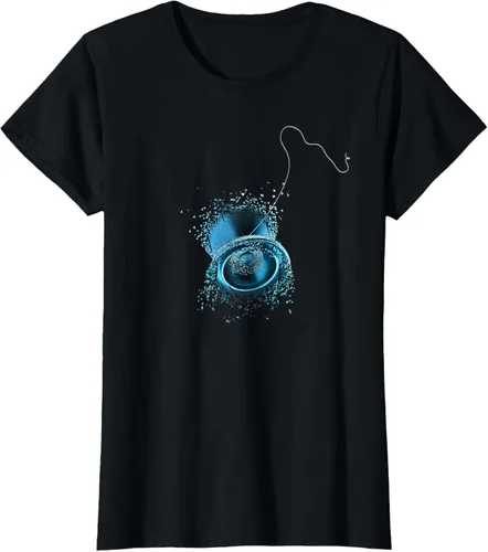 Vista 37 de Shattered Yo Yo - Camiseta de diseño azul impresionante, Negro, S