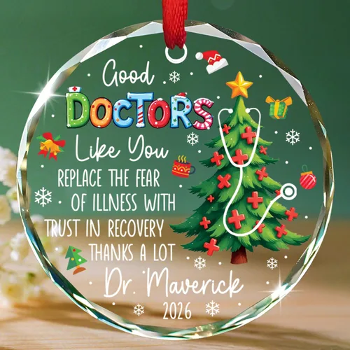 Vista 22 de Un médico verdaderamente asombroso es difícil de encontrar Adornos de vidrio, Adorno de Navidad personalizado de agradecimiento al médico 2025
