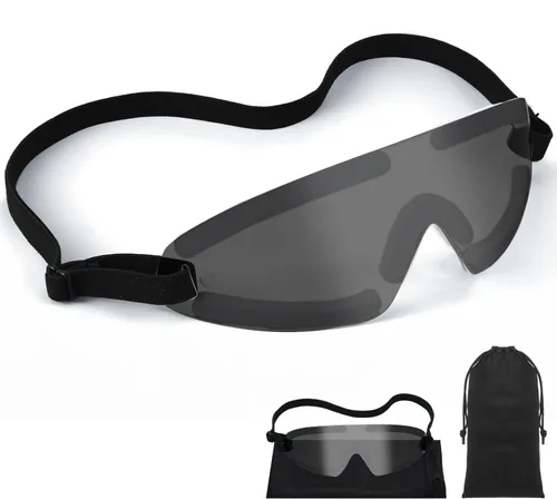 Vista 8 de Kingdder Escudo de ojos marrón para dormir gafas protectoras con correa ajustable y acolchado suave, sensibilidad de los ojos a la luz, bolsa