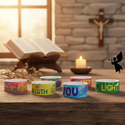 Vista 5 de Frienda 40 pulseras cristianas religiosas con versículos bíblicos para VBS Jesús Love You, pulseras inspiradoras motivacionales de natividad