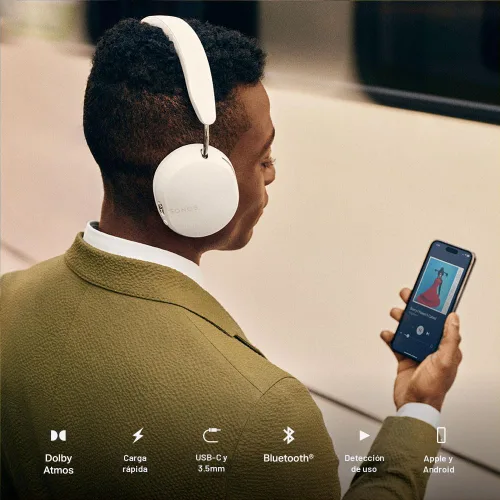 Vista 5 de Sonos Ace Auriculares inalámbricos supraaurales con cancelación de ruido con Bluetooth, batería de 30 horas, audio espacial, Dolby Atmos Negro