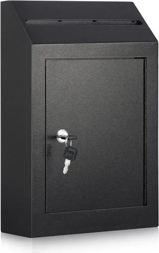 Vista 10 de xydled Buzón de correo resistente con cerradura de llave, 15''x12''x6'', buzón de metal con cerradura montado en la puerta, caja de depósito