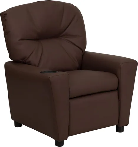 Vista 19 de Flash Furniture Chandler LeatherSoft - Silla reclinable para niños con portavasos y reclinable de seguridad, silla reclinable contemporánea
