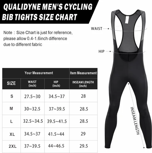 Vista 7 de qualidyne Pantalones de ciclismo para hombre, con acolchado 3D, mallas largas para ciclismo