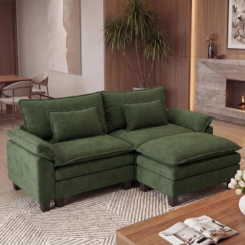 Vista 14 de URRED - Sofá seccional modular Cloud, sofá moderno en forma de L de 87" con profundidad de asiento con otomana y almohadas, ultra cómodo sofá