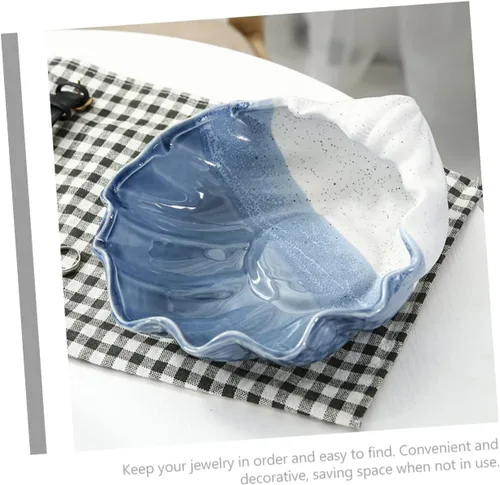 Vista 5 de Angoily 2pcs Jewelry Tray Desk Organizers Jewelry Storage Tray Earring Holder Ocean Theme Plate Storage Plate Shell Shaped Storage Tray Decorative