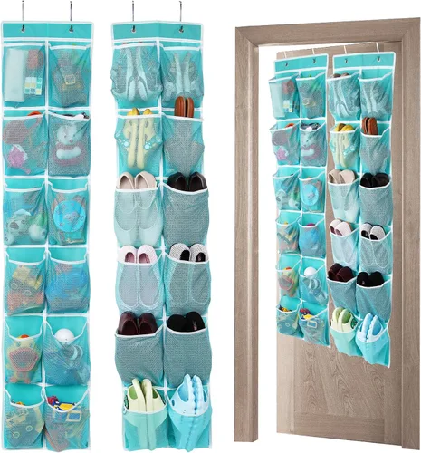 Vista 12 de GOMAJI Organizador de zapatos para colgar sobre la puerta con 12 bolsillos (2 unidades)