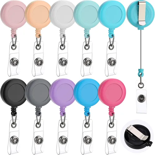 Vista 19 de Zonon 3 clips retráctiles para tarjetas de identificación con clip de cinturón de metal para colgar tarjetas, llaveros, soportes para tarjetas