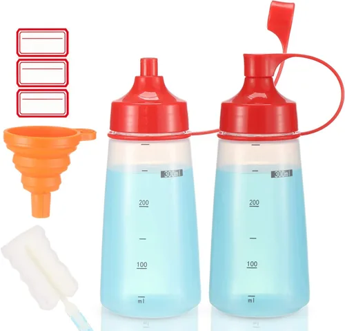 Vista 7 de Botella exprimidora de condimentos para salsas de boca ancha, botellas de plástico para condimentos, pintura, salsa de tomate, mostaza, aceite