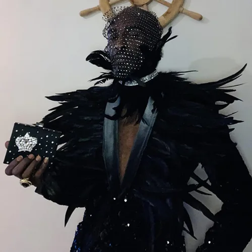 Vista 6 de Losnexiw Disfraz de bruja de cisne maléfica de plumas negras góticas para Halloween