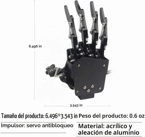 Vista 7 de Mano de Robot de Cinco Dedos con Movimiento Exclusivo, Brazo Mecánico Biónico de Robot de Bricolaje, Mano Izquierda
