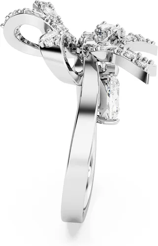 Vista 3 de SWAROVSKI Anillo de cóctel Volta, Arco, Pequeño, Blanco, Acabado Rodio
