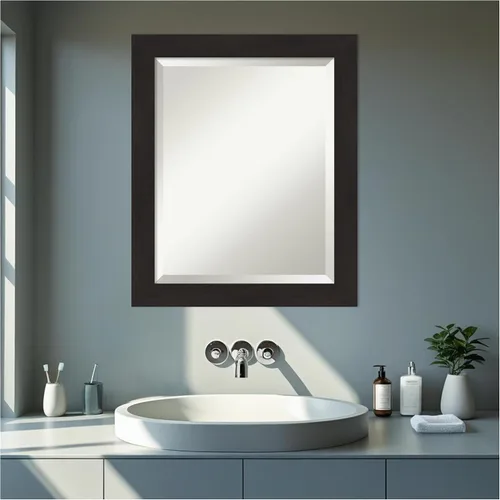 Vista 7 de Amanti Art 24x20 Bathroom Vanity Mirror, Furniture Espresso Narrow Frame, Rectangular Wall Mirror, Beveled Edge, Hangs Horizontally or Vertically