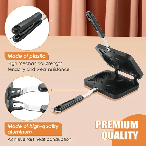 Vista 3 de MAOPINER Taiyaki - Molde para hacer gofres con forma de pez, doble molde para hacer gofres para bricolaje Fish Shaped Pancake Pan for Homemade
