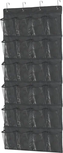 Vista 14 de Simple Houseware - Organizador de zapatos colgante con 24 bolsillos grandes y transparentes para colgar en la puerta, color negro