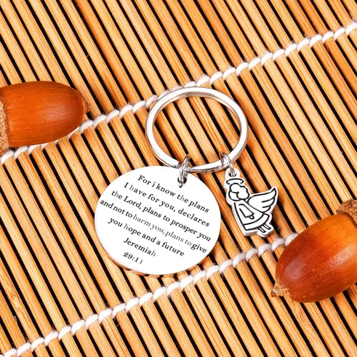 Vista 2 de Arovene Llavero inspirador religioso, regalos para mujeres y hombres, cumpleaños cristiano, graduación 2021 para hijo, hija, versículo bíblico