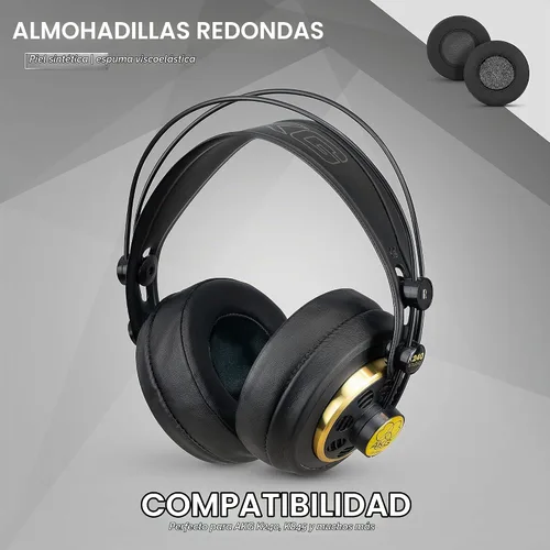 Vista 8 de Brainwavz repuesto de almohadilla redondas con espuma viscoelástica, para audífonos, para Sennheiser, AKG, HifiMan, ATH, Philips, Fostex, Sony. Negro