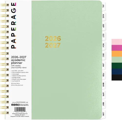 Vista 12 de PAPERAGE Agenda académica, agenda semanal y mensual y calendario, 12 meses, julio de 2026 a junio de 2027, (9.5 x 11 pulgadas), agenda de Negro