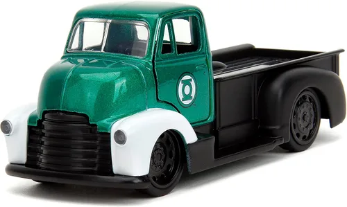 Vista 4 de Jada DC Comics 1:32 1952 Chevrolet COE Pickup - Coche fundido a presión y figura de linterna verde de 1.65 pulgadas, juguetes para niños y adultos