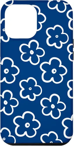 Vista 26 de Lindo patrón de flores silvestres azul marino y blanco floral caso para iPhone 17
