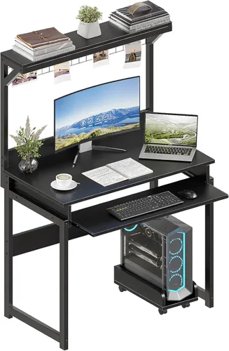Vista 10 de ALISENED - Escritorio para computadora de 30 pulgadas, con bandeja para Negro