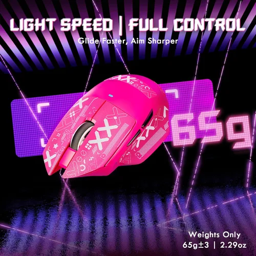 Vista 3 de ATTACK SHARK V6 - Mouse inalámbrico para juegos de 2.29 oz con base de carga magnética RGB, BT/2.4G inalámbrico/con cable, sondeo 1K, sensor PixArt