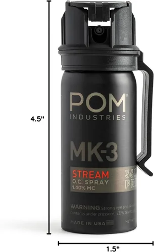Vista 7 de POM MK3 Pepper Spray, Belt Clip Model, Maximum Police Strength OC with UV Marking Dye, Quick Flip Top Safety, 360° Performance At Any Angle