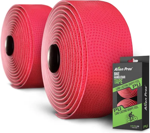 Vista 9 de ALIEN PROS Cinta para manillar de bicicleta de poliuretano (juego de 2) negro, rojo, blanco, rosa, azul, mejora el agarre de tu bicicleta con estas