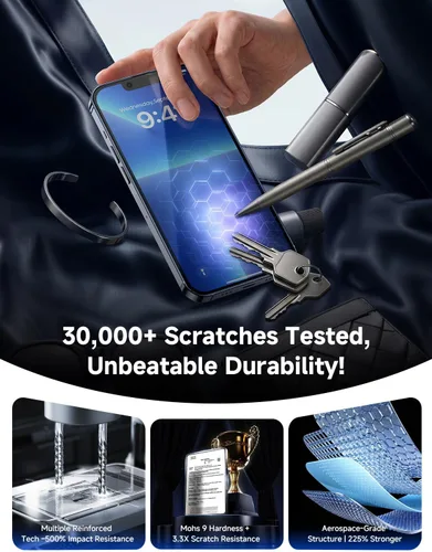 Vista 5 de MAGIC JOHN Paquete de 2 protectores de pantalla de vidrio de privacidad para iPhone 13 Pro Max/iPhone 14 Plus de 6.7 pulgadas, instalación
