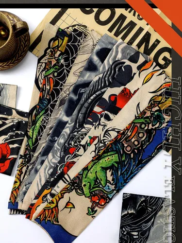 Vista 28 de Boao 20 piezas de mangas de brazo de enfriamiento para hombre, manga larga sin dedos, antideslizante, protección UV, mangas temporales para tatuajes