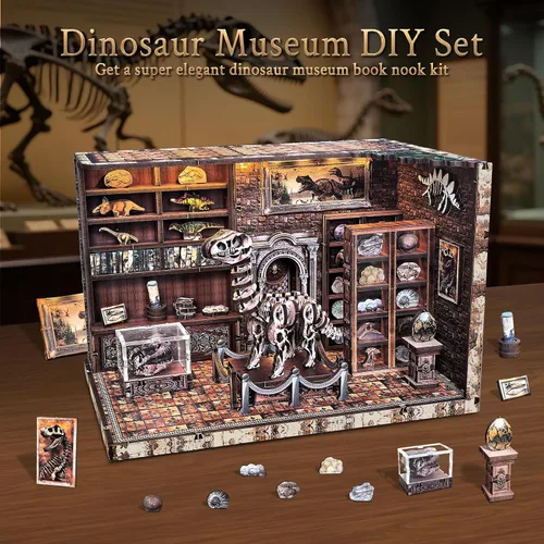 Vista 5 de Kit de rincón de libros, kit de bricolaje en miniatura de casa de muñecas para adultos y adolescentes, rompecabezas de madera 3D, kits